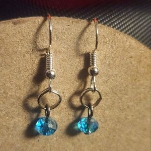 Silver Tone Hook Blue Glass Bead Dangle Earrings Tony Alexander Jewelry